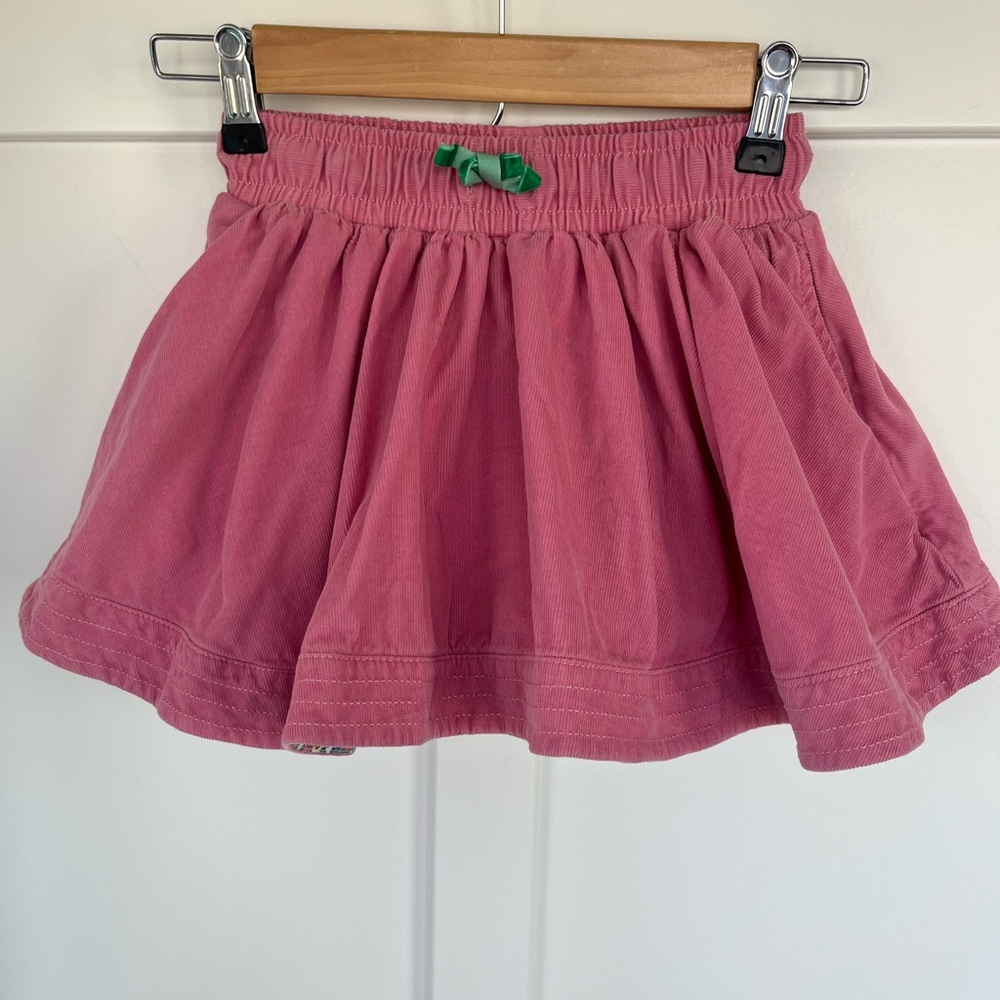 Mini Boden Pink Corduroy Skirt with Floral Inner skirt